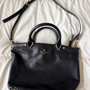 kate spade Black Leather Satchel with Gold Hardware